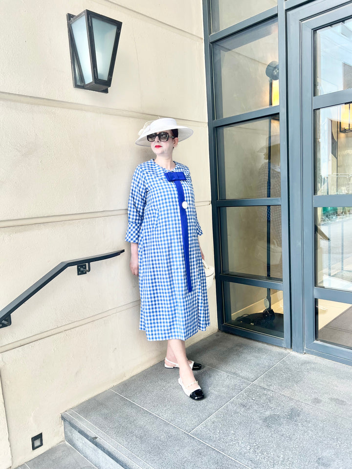 PRE-ORDER NEW: Blue gingham dress coat!