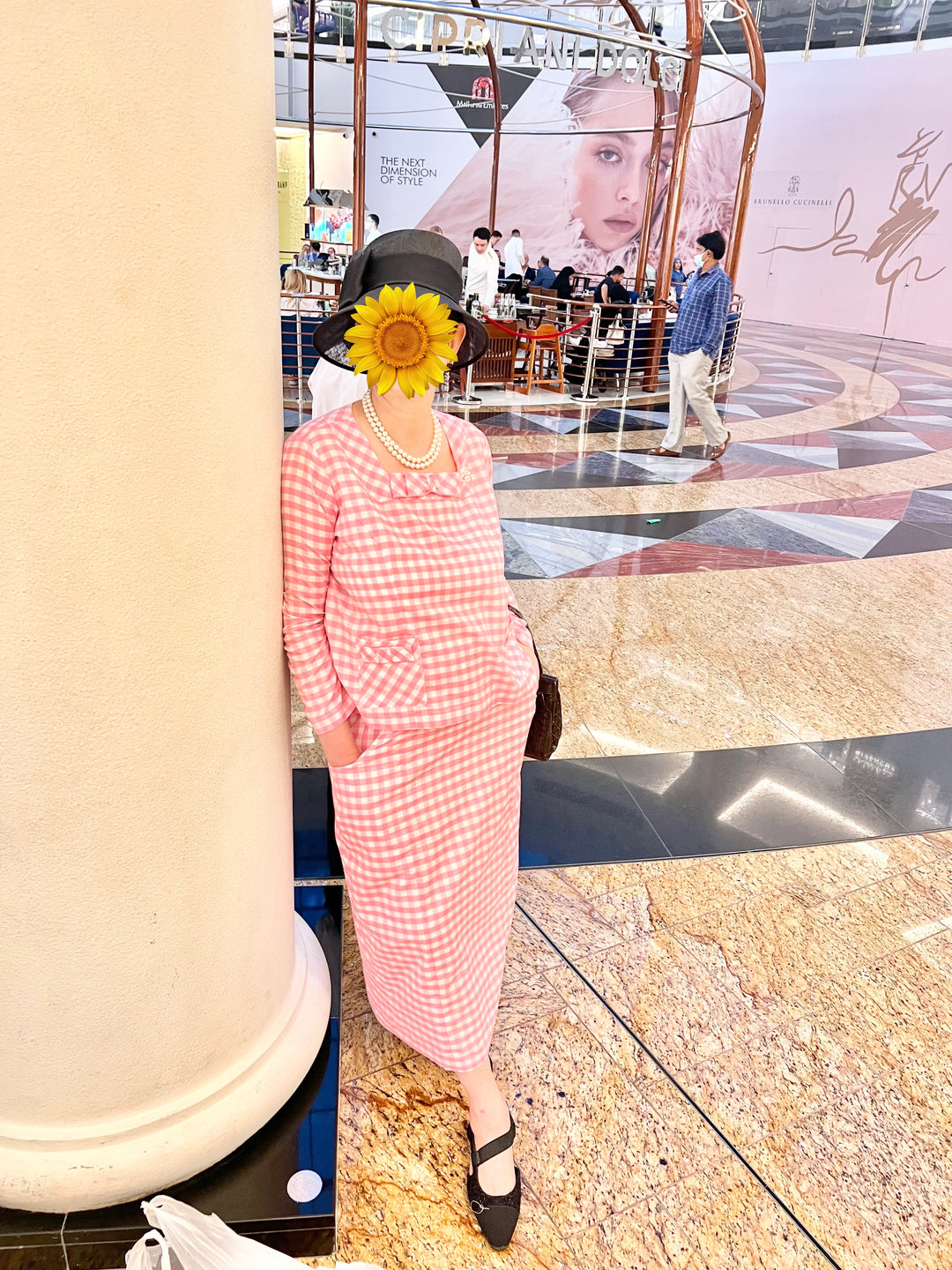 Pretty pink check skirt suit!