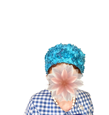 PRE-ORDER NEW: Blue flower pillbox hat!