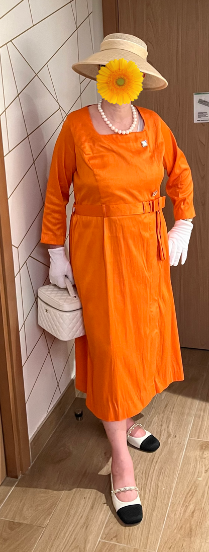 PRE-ORDER NEW: Its back! Orange raw silk dress!