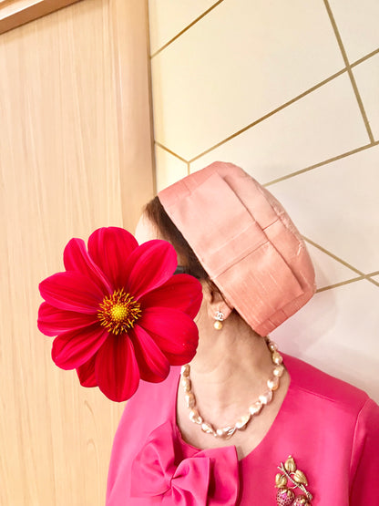 PRE-ORDER NEW:  Classic modest raw silk pillbox hats for long hair!